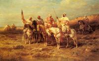 Adolf Schreyer - Arab Horseman By A watering Hole